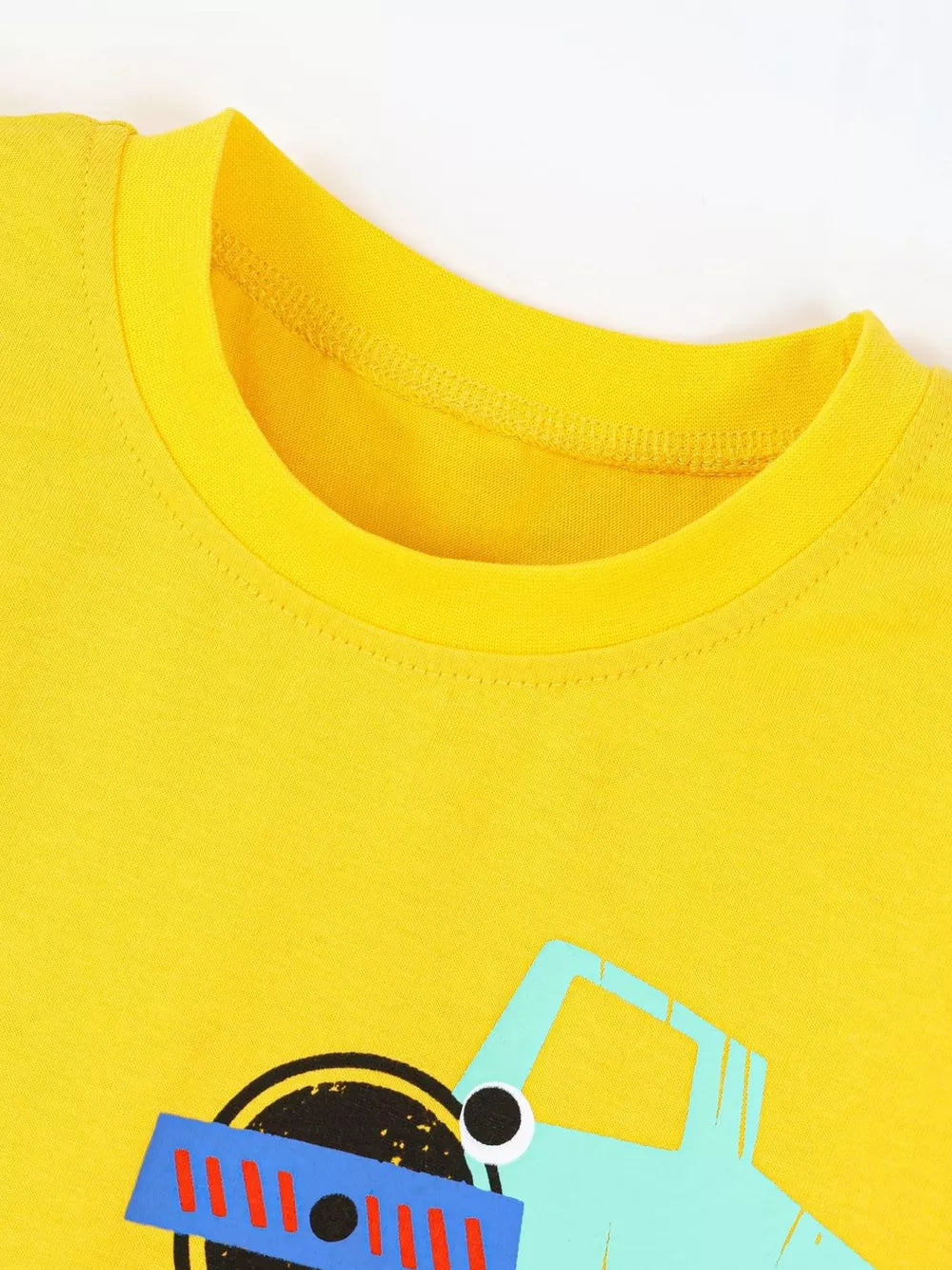 Children's Construction Vehicle T-shirt & Shorts Set, close-up detail