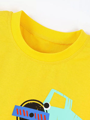 Children's Construction Vehicle T-shirt & Shorts Set, close-up detail