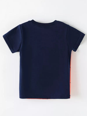 Children's Lion Graphic Round Neck T-shirt, back view