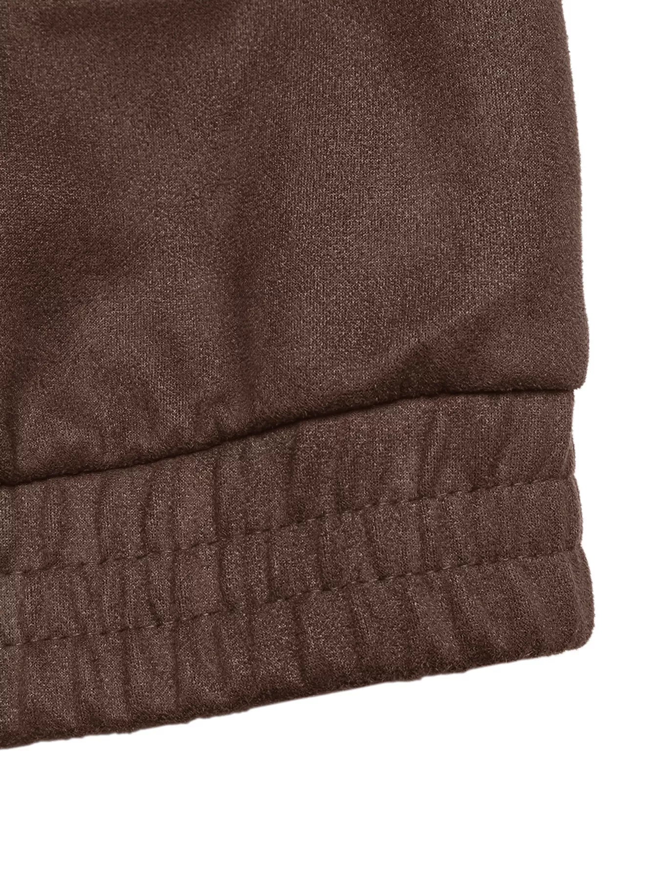 Brown long-sleeve jacket with elasticated hem detail