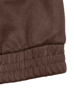 Brown long-sleeve jacket with elasticated hem detail