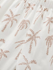 Toddler cotton blend underwear with white and tan palm print.