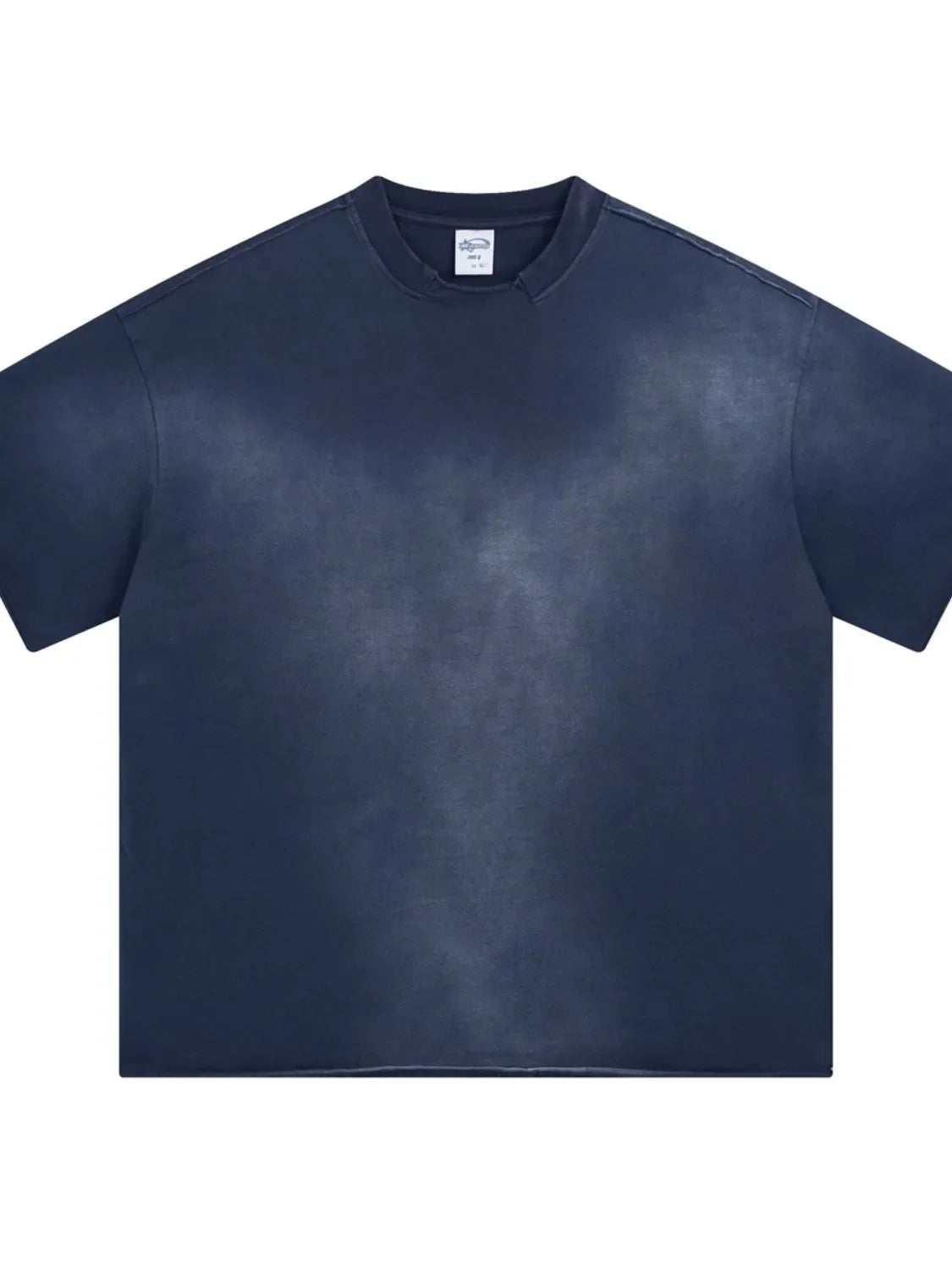 Navy oversized t-shirt with faded wash and raw hem detail