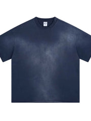 Navy oversized t-shirt with faded wash and raw hem detail