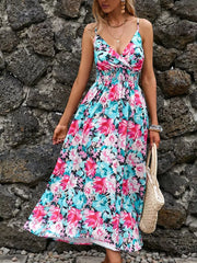 Vibrant Paisley Midi Dress With Spaghetti Straps