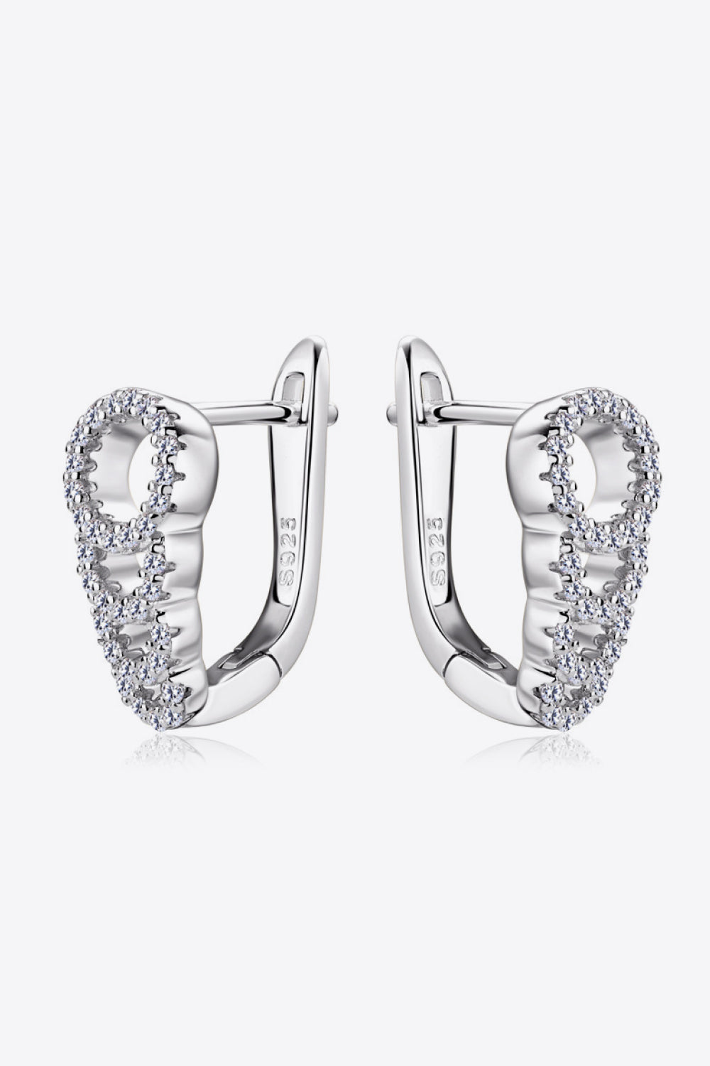 Silver cascading pave hoop earrings with clear stones
