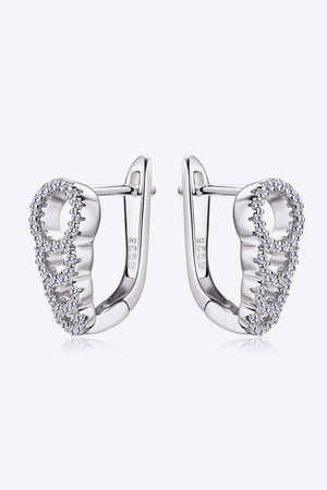 Silver cascading pave hoop earrings with clear stones
