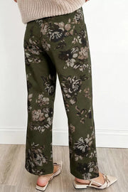 Vintage Floral Print High Waist Wide Leg Jeans, alternate angle