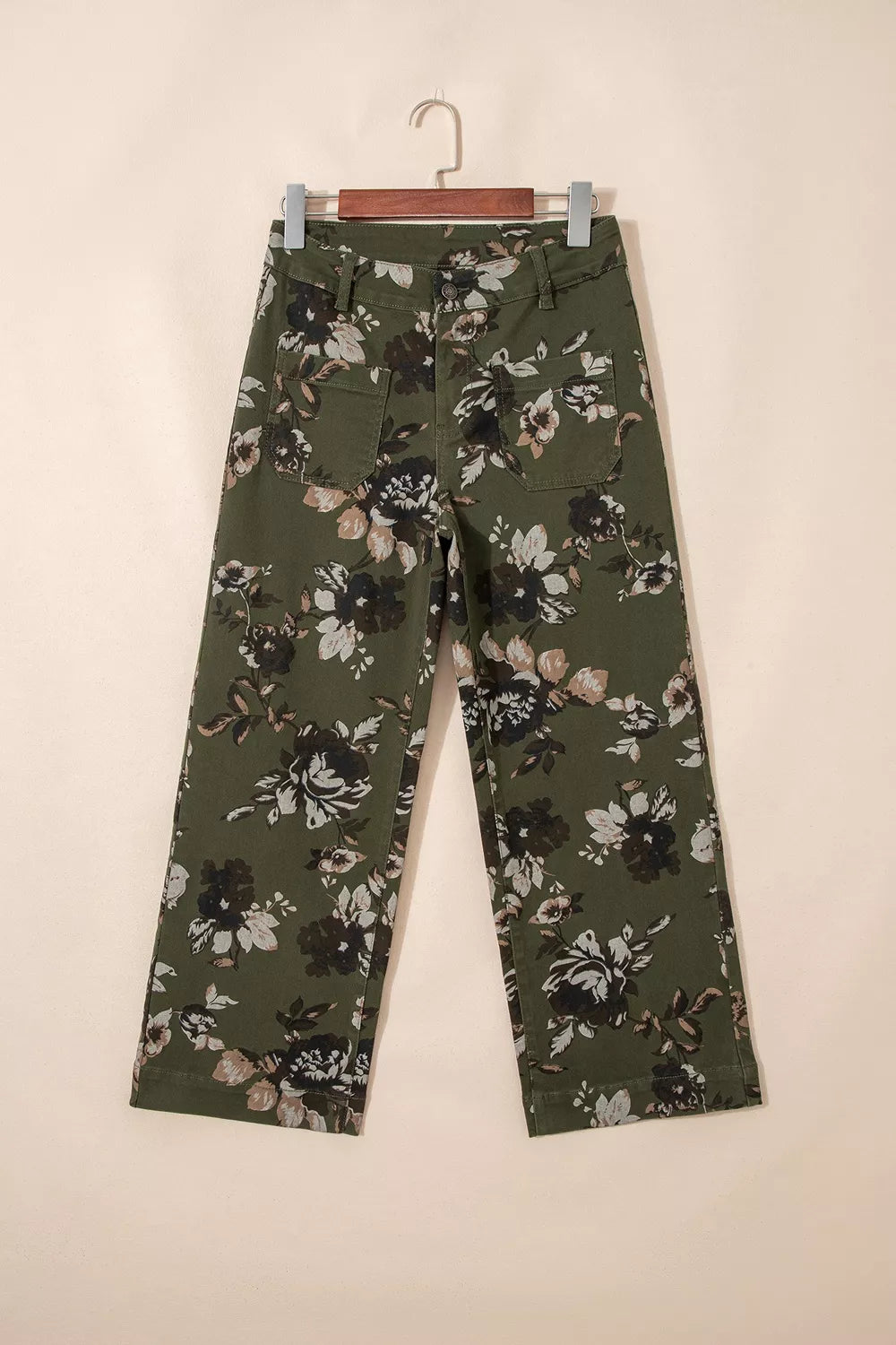 Vintage Floral Print High Waist Wide Leg Jeans, editorial view