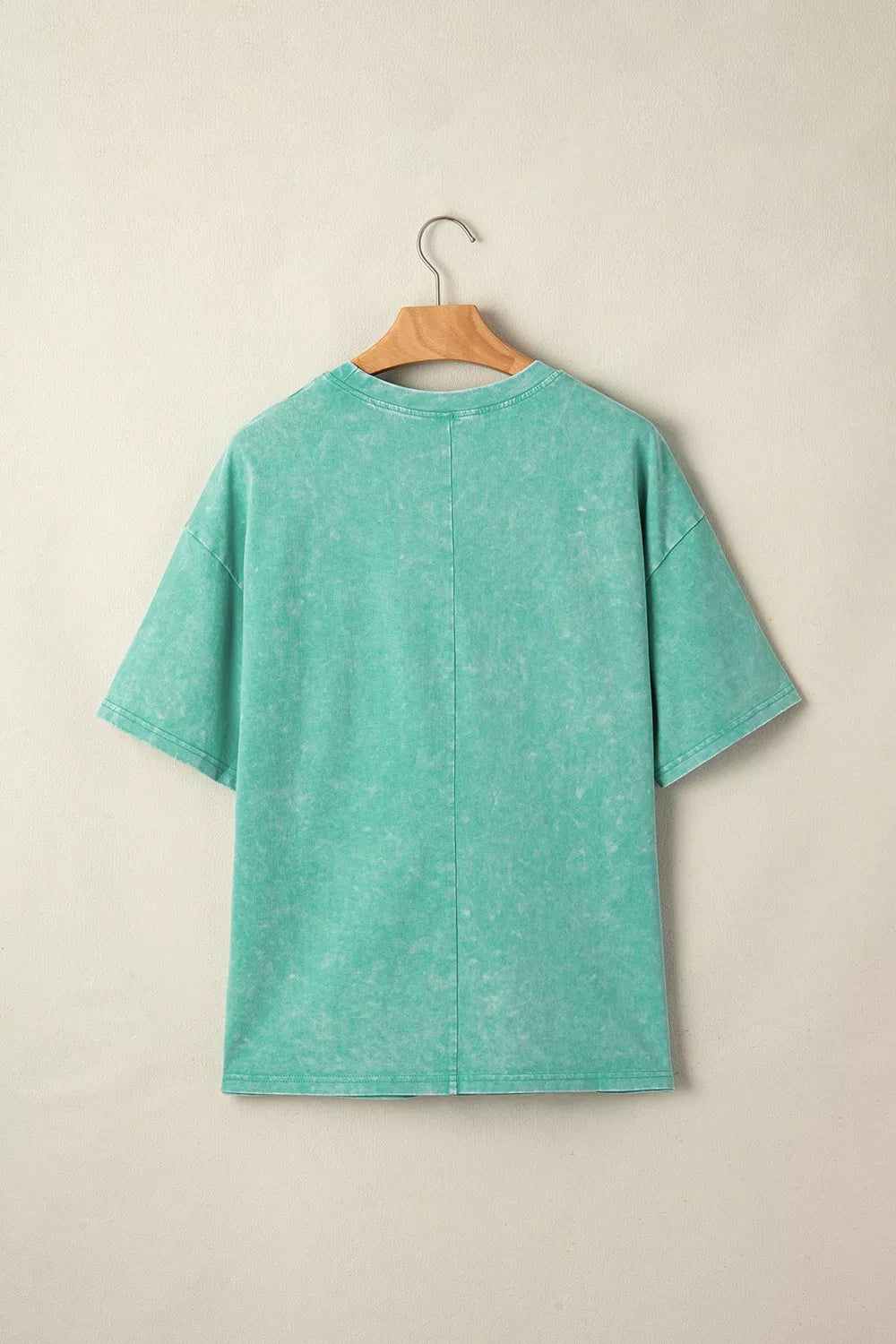 Solid Color Cotton Mineral Washed Oversize Tee in Mint Blue, view 18