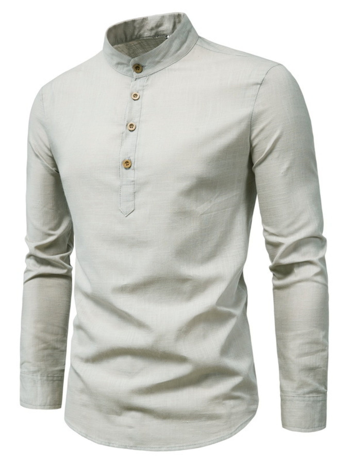 Elegant Mandarin Collar Long Sleeve Shirt