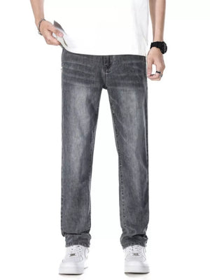 Men's Classic Straight Fit Washed Jeans in Light Blue, side view