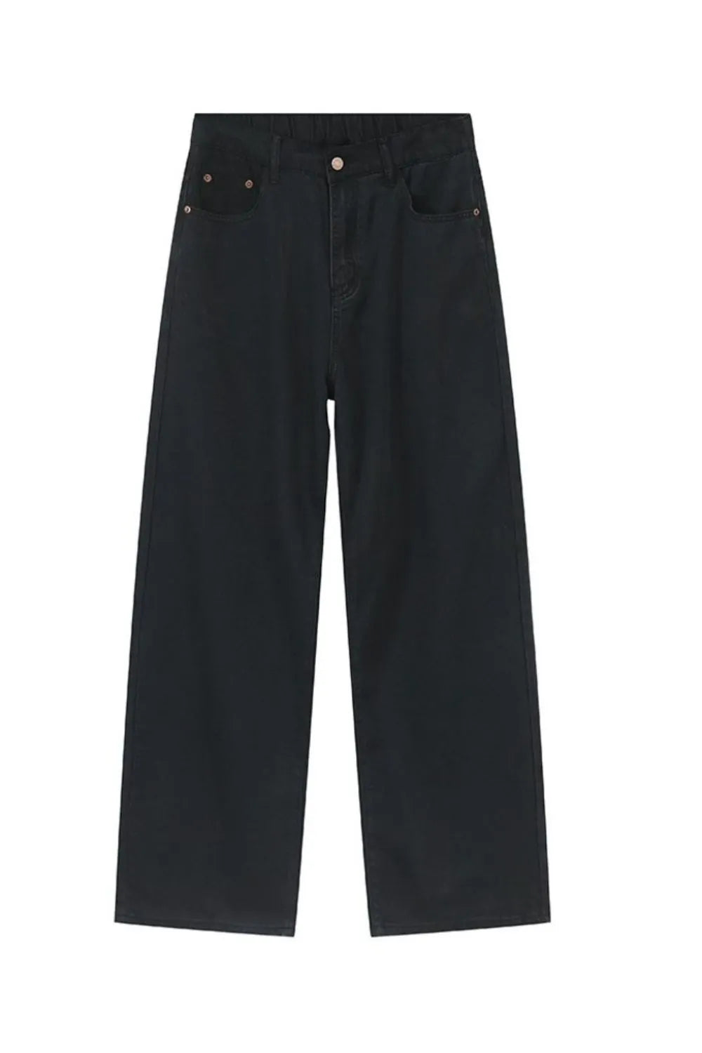Oversized baggy dark denim jeans with a wide leg and casual fit.