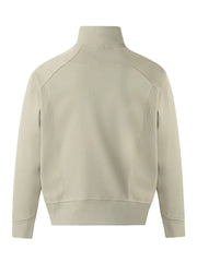 Sage zip-up sweatshirt with sculpted seam details and ribbed collar, cuffs, and hem.