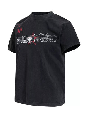 Crew-neck Graphic Short-sleeve Top in Black, side view
