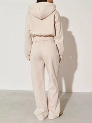 Zip-up Hoodie And Wide-leg Pants Set in Pink, view 12