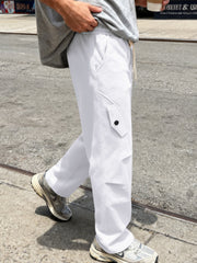 Men's Casual Cargo Pants With Drawstring Waist, front view