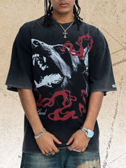 Men's Vintage Wash Graphic T-shirt in Deep Teal, close-up detail