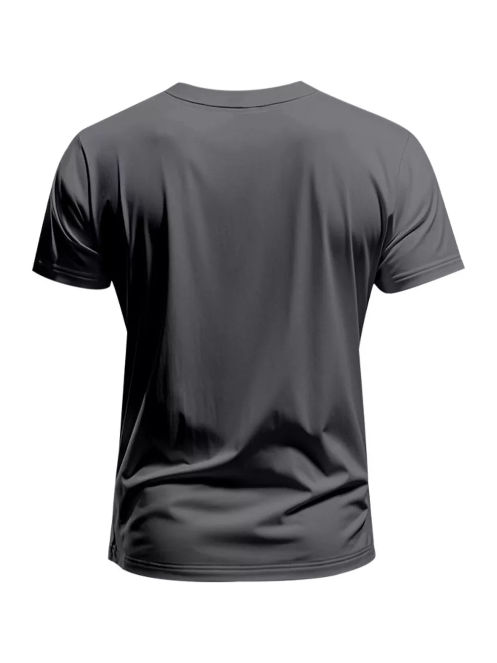 Essential Slim Fit V-neck T-shirt in Dark Gray, breathable cotton blend, back view.