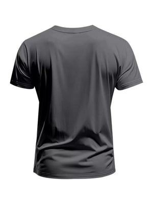 Essential Slim Fit V-neck T-shirt in Dark Gray, breathable cotton blend, back view.