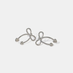 Silver bow drop earrings with heart tips