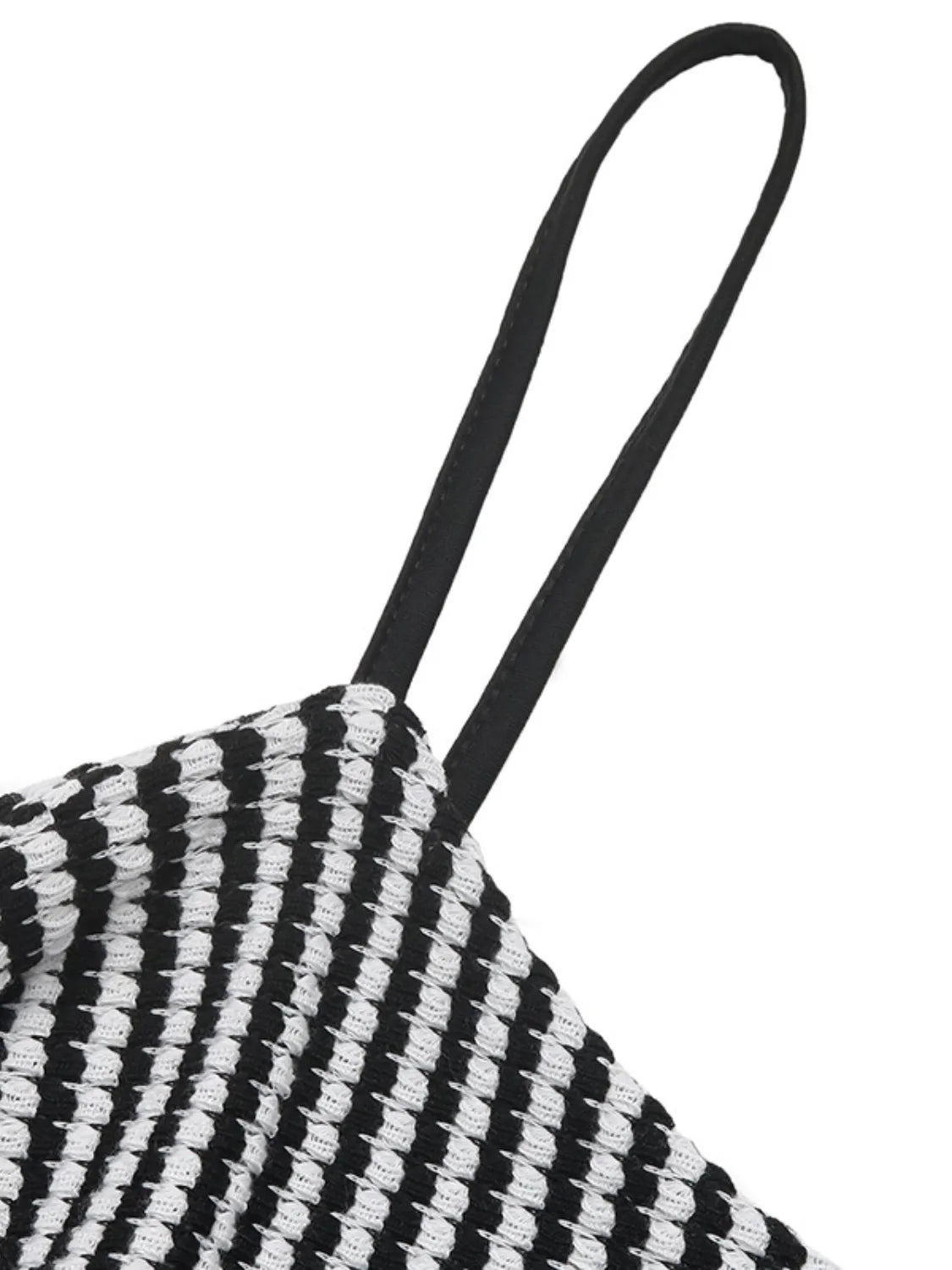 Black chevron bustier romper with thin black straps