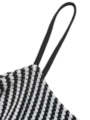 Black chevron bustier romper with thin black straps