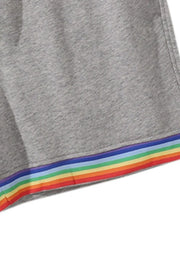 Gray lounge shorts with rainbow trim detail
