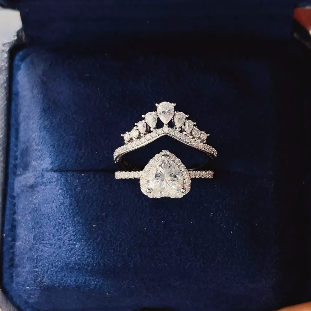 2 Carat 925 Sterling Silver Moissanite Ring Set in Silver, side view