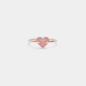 Rose gold ring with pave heart detail and MOM engraving