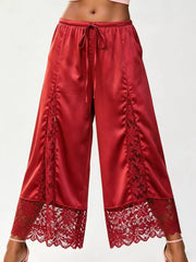 Lace Trim Wide-leg Cropped Pants in White, view 22