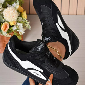 Round Toe Lace Up Sneakers in White, side view