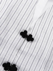 Pinstripe Cropped Blazer And Pleated Shorts Set in Light Gray, view 11