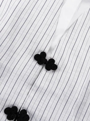 Pinstripe Cropped Blazer And Pleated Shorts Set in Light Gray, view 11