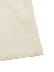 Beige cotton blend midi dress with subtle vertical texture and a-line cut.