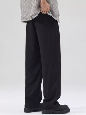 Men's Wide Leg Pleated Pants Plus Size in Black, model styling view