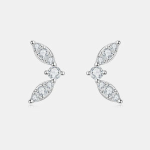 Silver moissanite leaf cluster stud earrings with 18K gold plating.