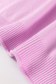 Pink knit sweater with contrast stitching detail