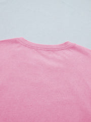 Pink mineral wash cotton tee with notched neckline detail