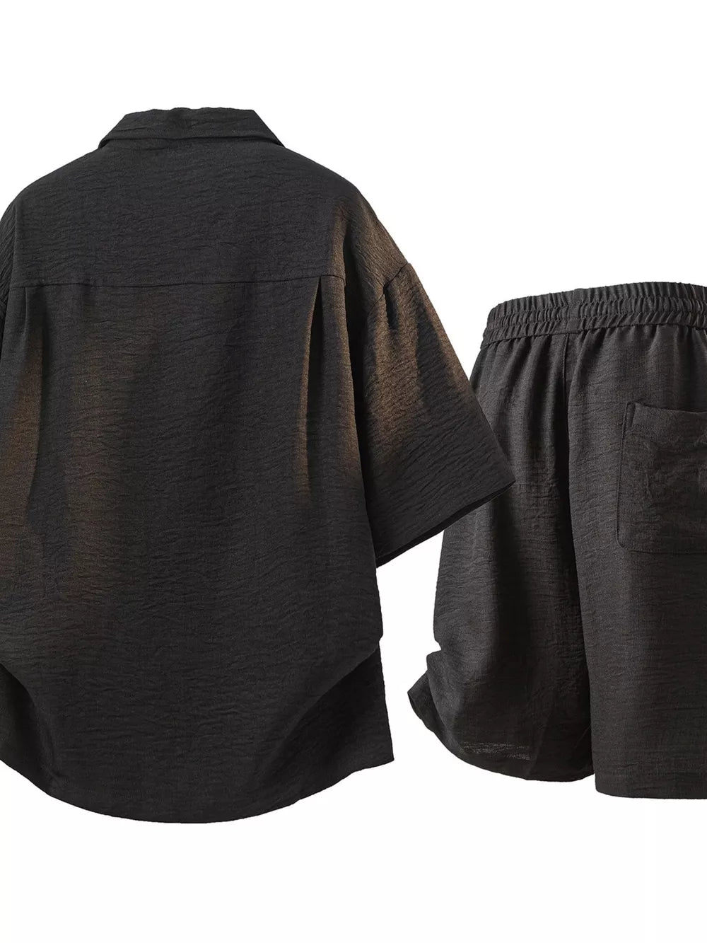 Men's Button-up Short Sleeve Shirt & Shorts Set, model styling view