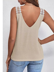 Lace Trim V-neck Tank Top, back view