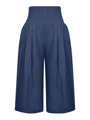 Effortless Smocked Wide-leg Capri Pants