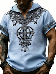 Men's Full Size Printed Hooded Short Sleeve Top in White, view 12