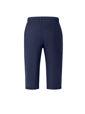 Navy relaxed fit drawstring cropped sweatpants with back pocket