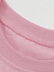 Children's Cat Graphic Round Neck T-shirt, close-up detail