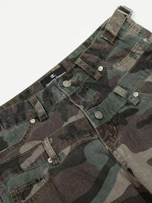 Men's Camouflage Wide-leg Sweatpants in Green Camouflage, fabric detail