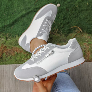 Round Toe Lace Up Sneakers in Khaki, alternate angle