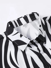 Zebra Print Short Sleeve Shirt And Shorts Ensemble
