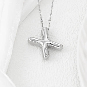 Silver letter X pendant necklace with beaded chain