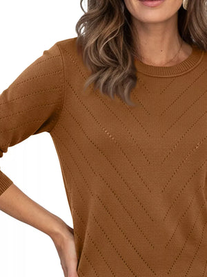 pullover sweater in Mauve with openwork and openwork